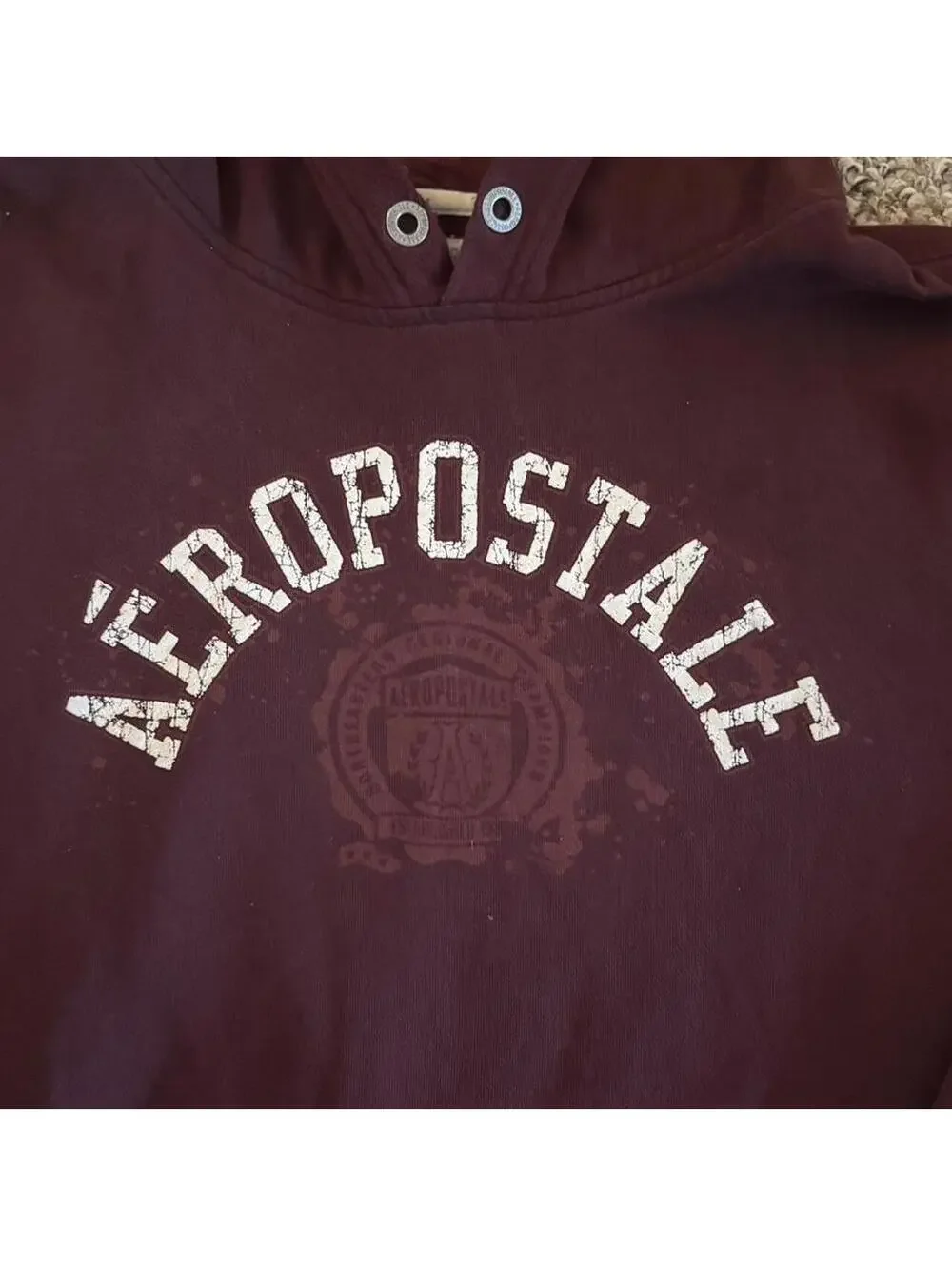 Men’s Aéropostale Hooded Sweatshirt Maroon Size Extra Large XL